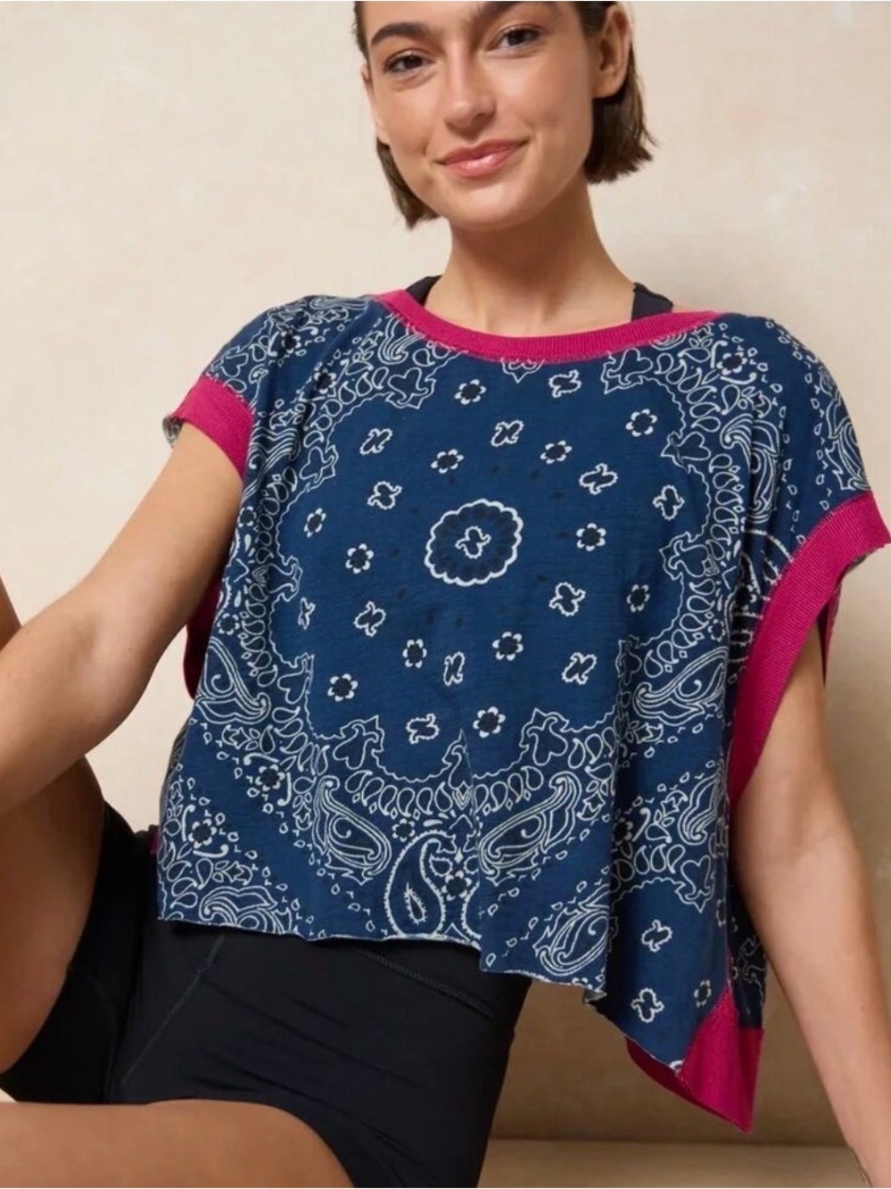 873. NATURAL LIFE Floral Button-Front Blue Mini Dress